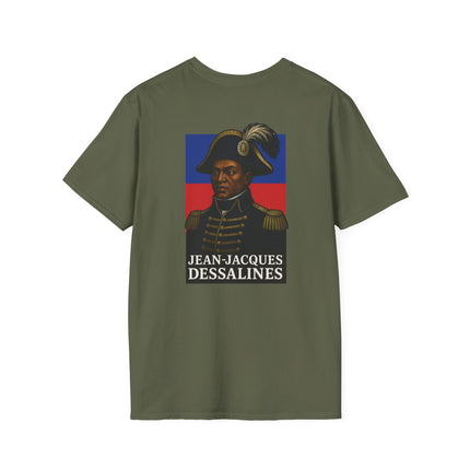 The Commander’s Call Jean-Jacques Dessalines Legacy T-Shirt Haitian Freedom Series Unisex Softstyle Tee Haitian Street Vibes Graphic on Back