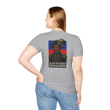 The Commander’s Call Jean-Jacques Dessalines Legacy T-Shirt Haitian Freedom Series Unisex Softstyle Tee Haitian Street Vibes Graphic on Back