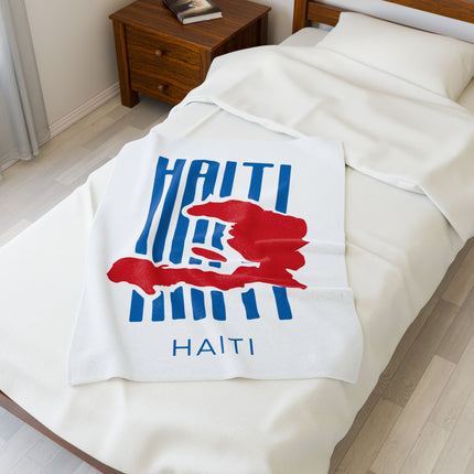 Haiti Identity Mark Velveteen Plush Blanket Modern Minimalist Diaspora Pride Design - CreoleSizzle