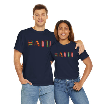 Haiti in Color Limited Heritage Drop Tee Artistic Creole Typography - CreoleSizzle