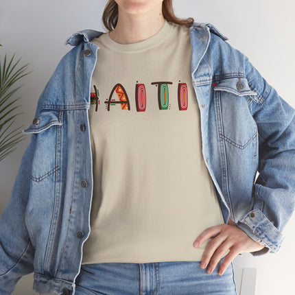 Haiti in Color Limited Heritage Drop Tee Artistic Creole Typography - CreoleSizzle