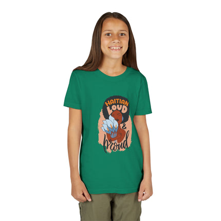 Haitian Loud & Proud Youth T-Shirt Cultural Pride Kids Tee Empowering Heritage Wear, Unique Gift for Kids, Casual Wear
