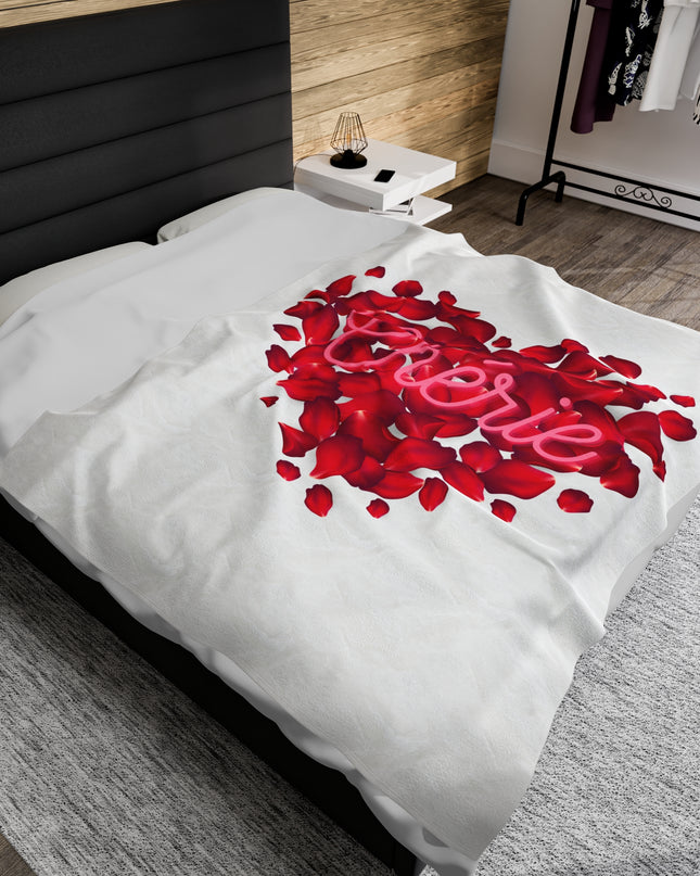 Chérie Rose Petal Velveteen Blanket Romantic Valentine's Day Gift | Haitian-Inspired Home Decor Velveteen Plush Blanket - CreoleSizzle