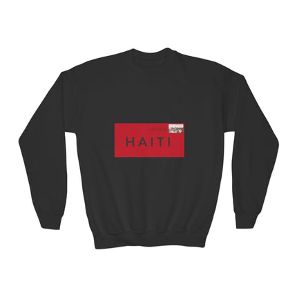 Haiti Pride Youth Crewneck Sweatshirt Cozy Kids Pullover Haitian Heritage Month Unisex Comfortable Sweatshirt