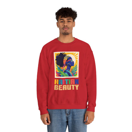 Haitian Beauty Crewneck Sweatshirt Afrocentric Unisex Sweatshirt Cultural Graphic Sweater Black Heritage Apparel