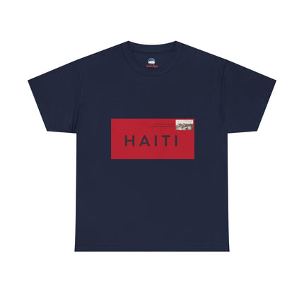 Haiti Postage Stamp Tee  Red & Black Seal of Origin Design Unisex Cultural Pride Shirt, Diaspora Connection & Streetwear Style