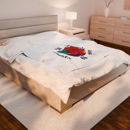 Tropical Vibes Hibiscus Premium Plush Blanket Caribbean Summer Haitian Coastal Spirit - CreoleSizzle