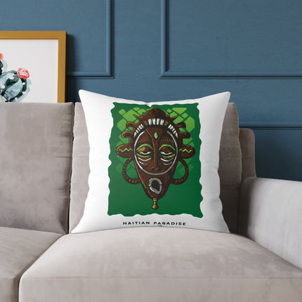 Haitian Paradise Ancestral Mask Pillow Limited Spirit Edition Afro-Caribbean Decor - CreoleSizzle