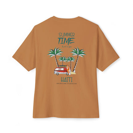 Summer Time Haiti Tropical Tap-Tap Oversized Tee Caribbean Vibes Collection Unisex Relaxed Fit Haitian Street Vibes Graphic on Back