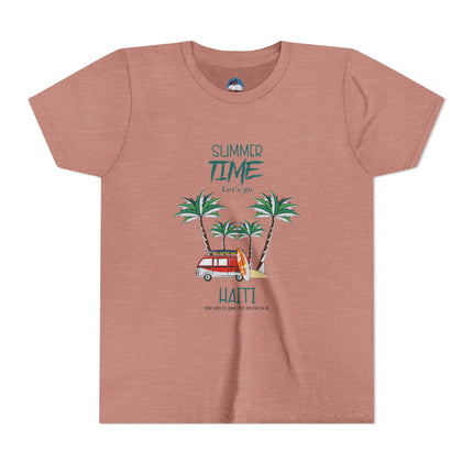 Summer Adventure Youth Tee Haiti Vacation Edition Kids Short Sleeve Shirt Caribbean Pride Apparel