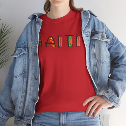 Haiti in Color Limited Heritage Drop Tee Artistic Creole Typography - CreoleSizzle