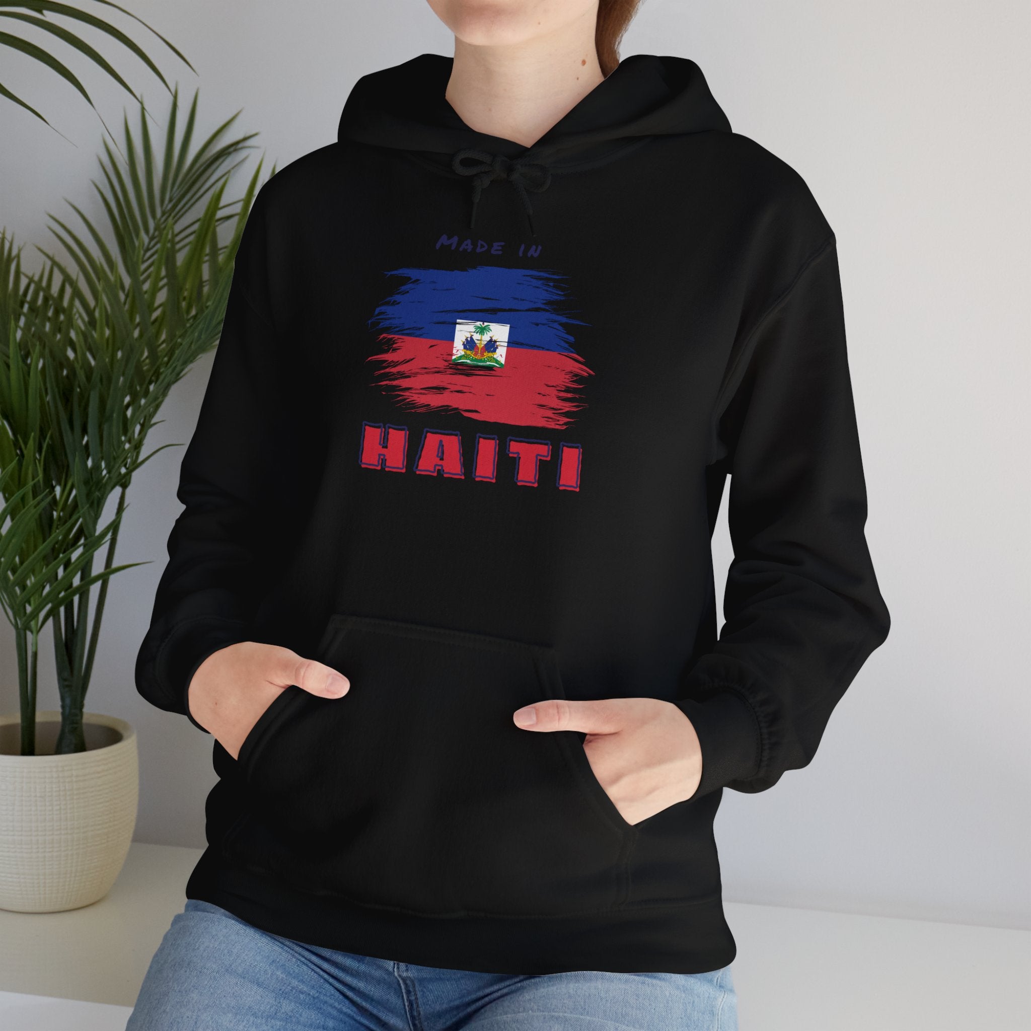 Made in Haiti Hoodie – Haitian Flag Unisex Heavy Blend Sweatshirt – Cozy Cultural Apparel