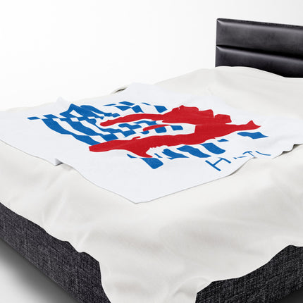 Haiti Identity Mark Velveteen Plush Blanket Modern Minimalist Diaspora Pride Design - CreoleSizzle