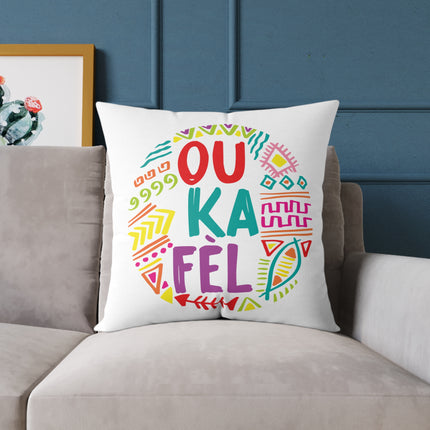 Ou Ka Fè’l Motivational Creole Pillow Haitian Affirmation Art Bright Diaspora Design - CreoleSizzle