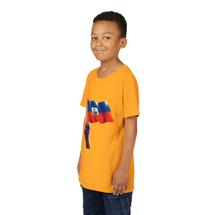Haitian Flag Youth T-Shirt Patriotic Kids Graphic Tee Cultural Heritage Apparel Haiti Pride Celebration Shirt