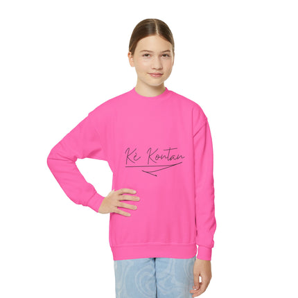 Ki Kontan Youth Crewneck Sweatshirt Cozy Haitian Pride Pullover Kids Casual Wear Unisex Comfortable Crewneck