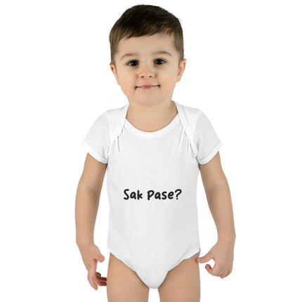 Baby Bodysuit with “Sak Pasé?” Design Soft Cotton Infant Outfit, Cultural Baby Gift for Showers, Birthdays & Family Photos