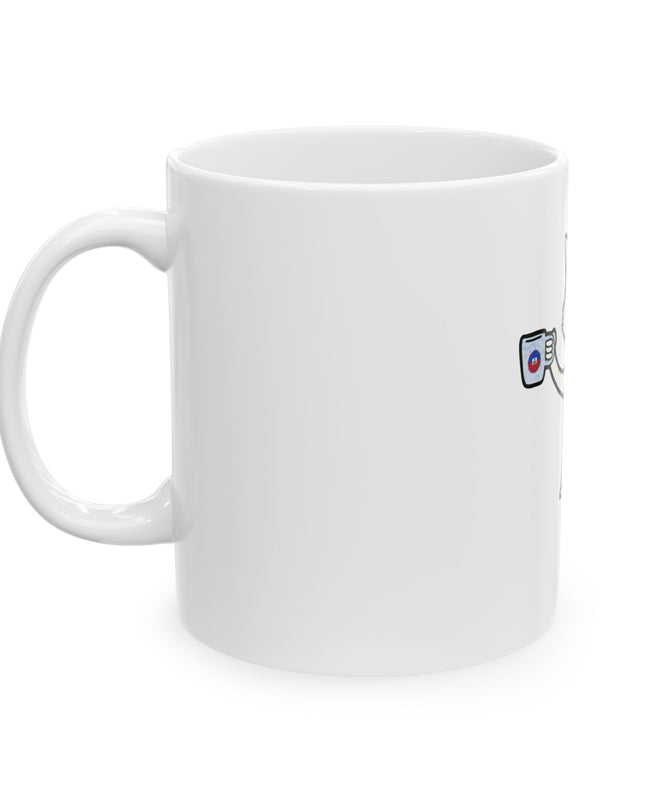 Mimi the Cat Mug - Haitian Coffee Lover Ceramic Cup - Funny Creole Design for Tea & Café Fans Ceramic Mug, (11oz, 15oz) - CreoleSizzle