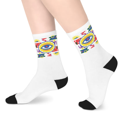 Eye of the Ancestors Limited Heritage Mid Length Socks Spiritual Afro Haitian Design