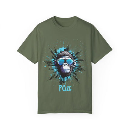 Poze Graphic T-Shirt Relaxed Fit Comfort Colors Tee Cool Haitian Monkey Design Shirt Unisex Garment-Dyed T-shirt - CreoleSizzle