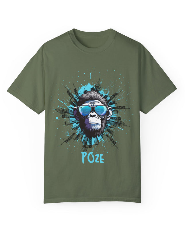 Poze Graphic T-Shirt Relaxed Fit Comfort Colors Tee Cool Haitian Monkey Design Shirt Unisex Garment-Dyed T-shirt - CreoleSizzle