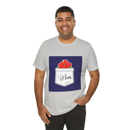 Haitian Hibiscus Pocket Tee Unisex T-Shirt Tropical Heritage Wear Island-Inspired Everyday Top