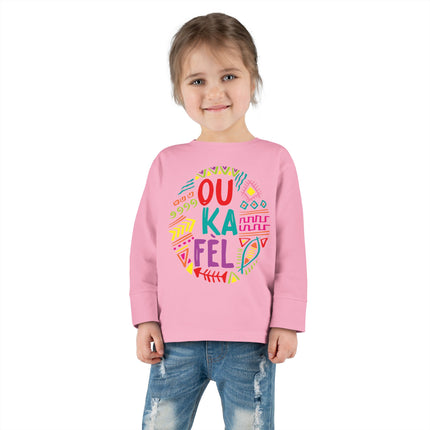 Ou Ka Fè’l Toddler Long Sleeve Tee Colorful Motivational Haitian Kids Shirt Inspirational Creole Graphic Unisex Soft Cotton