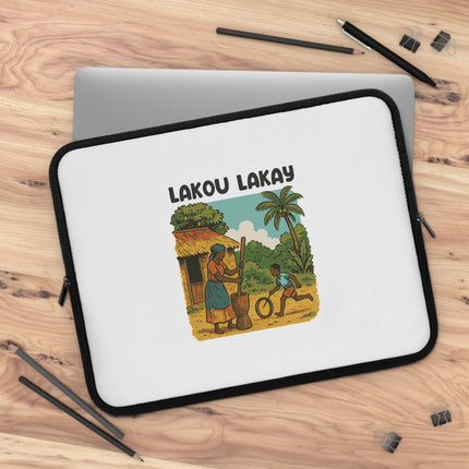 Lakou Lakay Haitian Village Scene Heritage Laptop Sleeve Limited Cultural Memory - CreoleSizzle