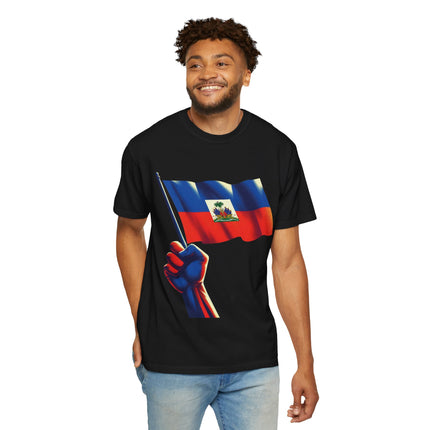 The Unbreakable Standard Haitian Flag Raised High T-Shirt Heritage Pride Collection Unisex Garment-Dyed T-Shirt,