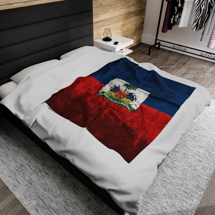Haitian Flag Bed Sheet Velveteen Plush Blanket - CreoleSizzle