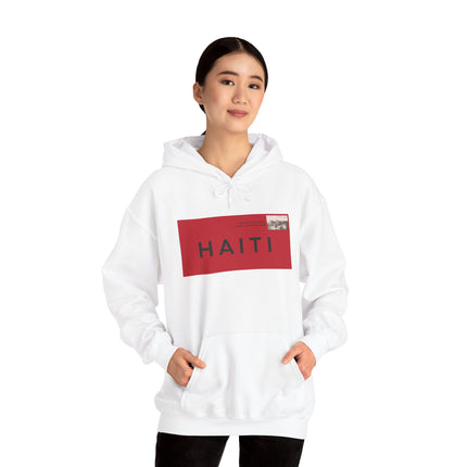 Haiti Stamp Bold Red & Black Seal of Origin Hoodie Haitian Diaspora Pride Series Unisex Hoodie,