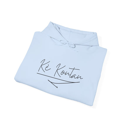 Kè Kontan Hoodie “Happy Heart” Creole Script Haitian Joy-Inspired Unisex Sweatshirt, Cozy Streetwear & Cultural Pride Gift