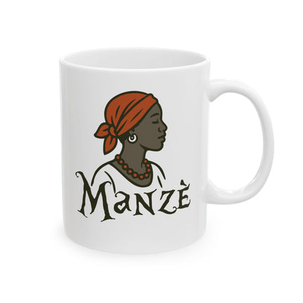 Manzè The Power of Womanhood Premium Mug Haitian Feminine Strength and Cultural Pride - CreoleSizzle