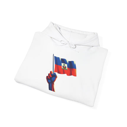 Haitian Pride Unisex Hoodie Heavy Blend Sweatshirt with Raised Flag Graphic Cultural Apparel for Heritage, Activists & Everyday Comfort