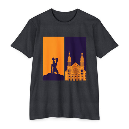 The Dual Heritage Tee Marron & Cathedral Reflection Haitian Identity Series Unisex CVC Jersey T-Shirt