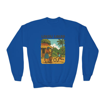 The Heart of Home Lakou Lakay Youth Sweatshirt Haitian Heritage Series Youth Premium Crewneck