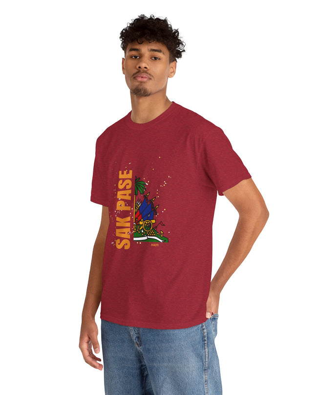 Sak Pase Haiti T-Shirt – Haitian Pride Design with Flag Emblem | Bold Cultural Statement Unisex Heavy Cotton Tee - CreoleSizzle