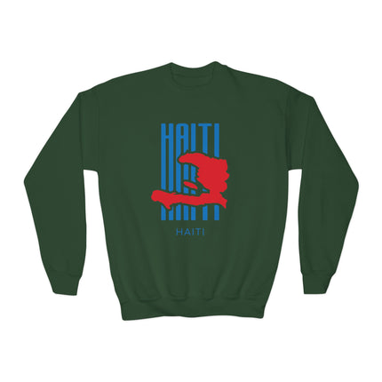 Bold Identity Haiti Youth Crewneck Sweatshirt Haitian Pride Series Youth Premium Crewneck Casual Fashion, Gift for Teens