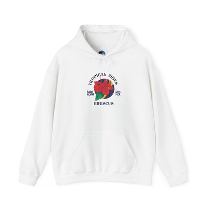 Tropical Vibes Hoodie Premium Unisex Floral Sweatshirt Hibiscus Graphic Hoodie Caribbean Inspired Beachwear