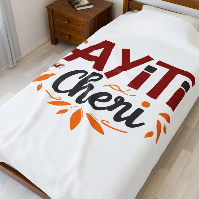 Ayiti Chéri Premium Plush Blanket Festive Heritage and Diaspora Pride Design - CreoleSizzle
