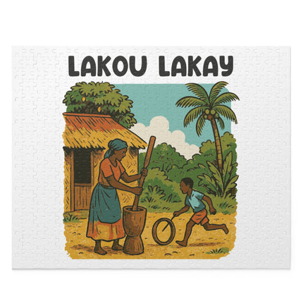 Lakou Lakay Haitian Courtyard Life Puzzle Nostalgic Creole Heritage Edition - CreoleSizzle