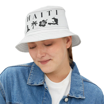 HAITI Island Spirit Icons Exclusive Minimalist Bucket Hat for Cultural Pride And Tropical Vibes