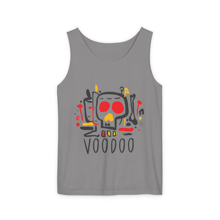 Vodou Inspired Skull Graphic Tank Top Unisex Festival Shirt Spiritual Tribal Design Halloween & Summer Celebration Wear