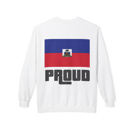 Proud Haitian Flag Street Style Crewneck Sweatshirt Unisex Midweight Fleece Cultural Pride & Heritage Apparel