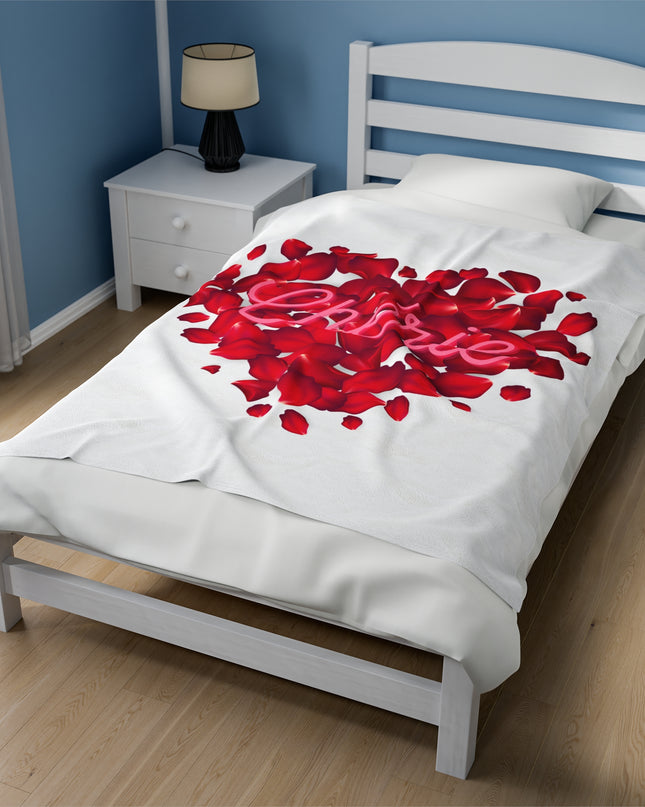 Chérie Rose Petal Velveteen Blanket Romantic Valentine's Day Gift | Haitian-Inspired Home Decor Velveteen Plush Blanket - CreoleSizzle
