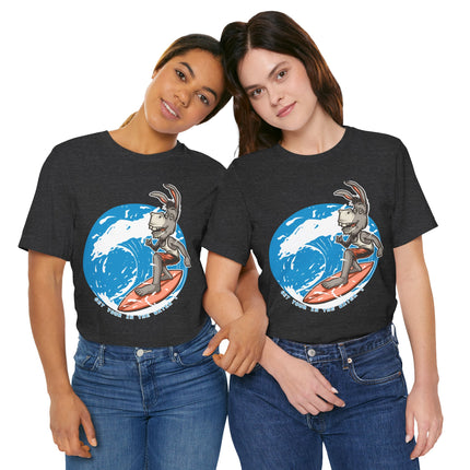 Playful surfing donkey character with tropical personality Bold ocean wave artwork with bright beach energy Funny open ended phrase that creates conversation Perfect for beach lovers, vacation outfits...