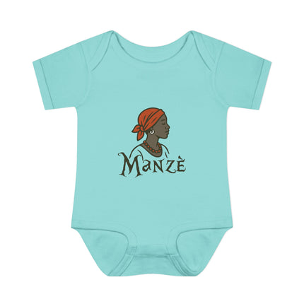 Manzè Infant Bodysuit Haitian Heritage Baby Onesie Empowering Creole Design Premium Infant Apparel
