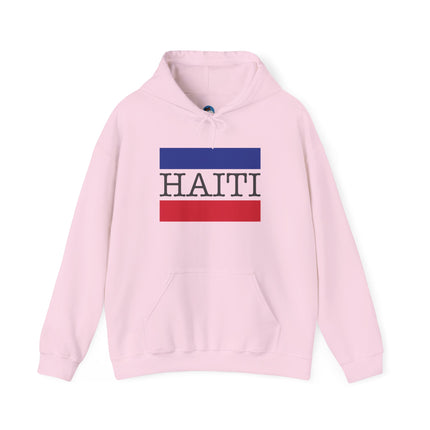 Haiti Pride Badge National Heritage Hoodie Everyday Haiti Collection Unisex Heavy Blend, Casual Wear, and Cultural Events