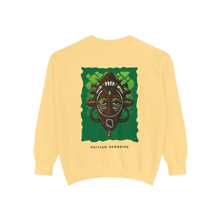 Haitian Paradise Guardian Sweatshirt Afro-Haitian Art-Inspired Design Unisex Cultural Streetwear, Cozy Layer for All Seasons