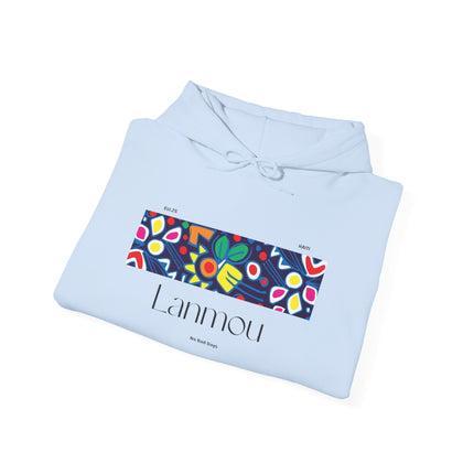 Lanmou Floral Hoodie Haitian Love-Inspired Streetwear Unisex Heavy Blend Hoodie Cozy & Artistic Casual Wear